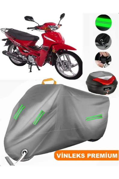 MotoEN  Vinleks Gri Ramzey RMZ Cup 100 Arka Çanta Uyumlu Motosiklet Brandası (Kilit Uyumlu) ürün görseli 1