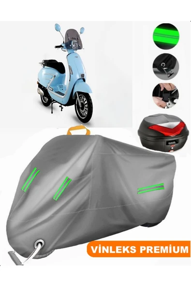 MotoEN  Vinleks Gri Skjet BELLINA 125 Arka Çanta Uyumlu Motosiklet Brandası (Kilit Uyumlu)