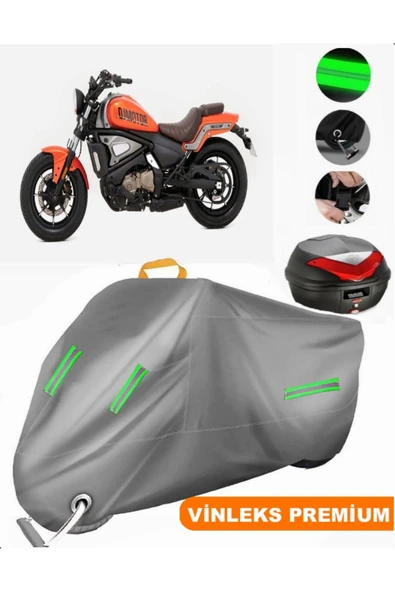 MotoEN  Vinleks Gri QJ SRV550 ST Arka Çanta Uyumlu Motosiklet Brandası (Kilit Uyumlu) ürün görseli