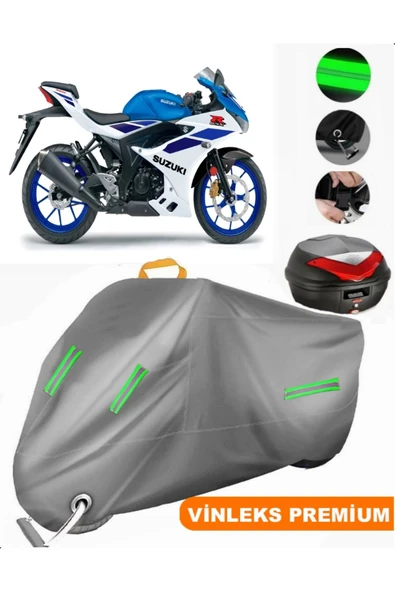 MotoEN  Vinleks Gri Suzuki GSX-R 125 Arka Çanta Uyumlu Motosiklet Brandası (Kilit Uyumlu) ürün görseli 1