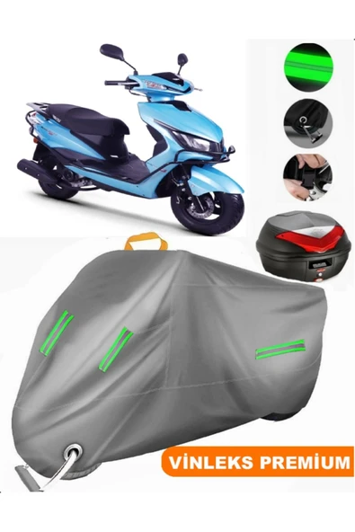 MotoEN  Vinleks Gri Rks Blazer 50 XR Arka Çanta Uyumlu Motosiklet Brandası (Kilit Uyumlu) ürün görseli 1