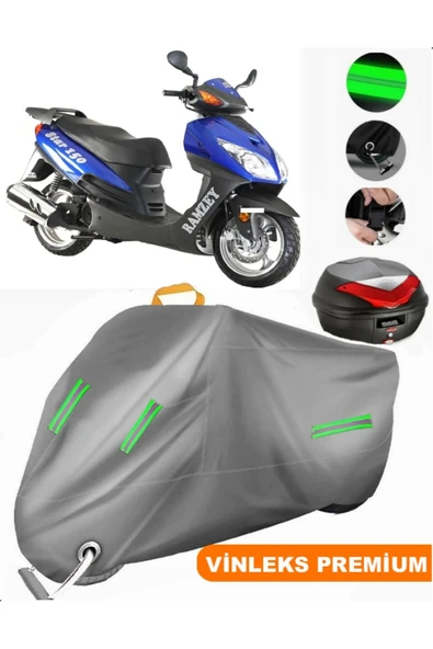 MotoEN  Vinleks Gri Ramzey RMZ 100-C Arka Çanta Uyumlu Motosiklet Brandası (Kilit Uyumlu) ürün görseli