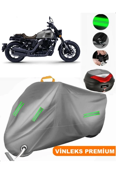 MotoEN  Vinleks Gri Rks K-Light 202 Arka Çanta Uyumlu Motosiklet Brandası (Kilit Uyumlu)