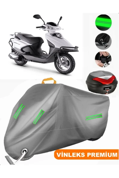 MotoEN  Vinleks Gri Rks Rocca 100 Max Arka Çanta Uyumlu Motosiklet Brandası (Kilit Uyumlu)