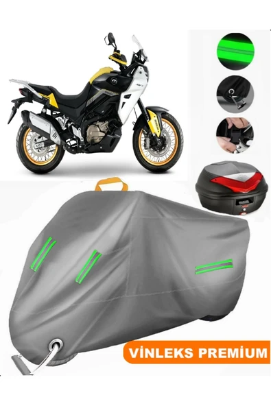 MotoEN  Vinleks Gri QJ SVT650X Arka Çanta Uyumlu Motosiklet Brandası (Kilit Uyumlu) ürün görseli