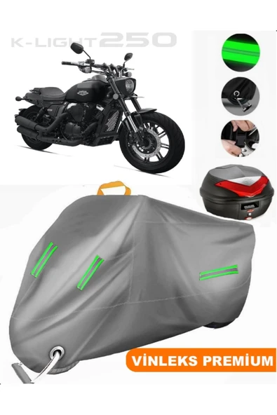 MotoEN  Vinleks Gri Rks K-Light 250 Arka Çanta Uyumlu Motosiklet Brandası (Kilit Uyumlu) ürün görseli