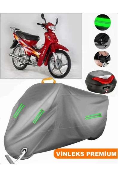 MotoEN  Vinleks Gri Ramzey Sport Arka Çanta Uyumlu Motosiklet Brandası (Kilit Uyumlu) ürün görseli