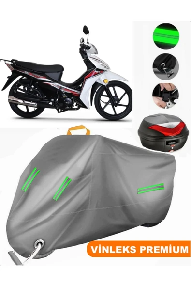 MotoEN  Vinleks Gri Rks Next 50 Arka Çanta Uyumlu Motosiklet Brandası (Kilit Uyumlu) ürün görseli