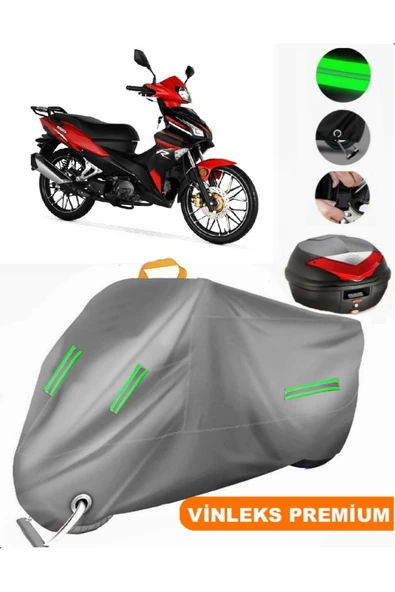 MotoEN  Vinleks Gri Rks Rodos 100 Arka Çanta Uyumlu Motosiklet Brandası (Kilit Uyumlu) ürün görseli