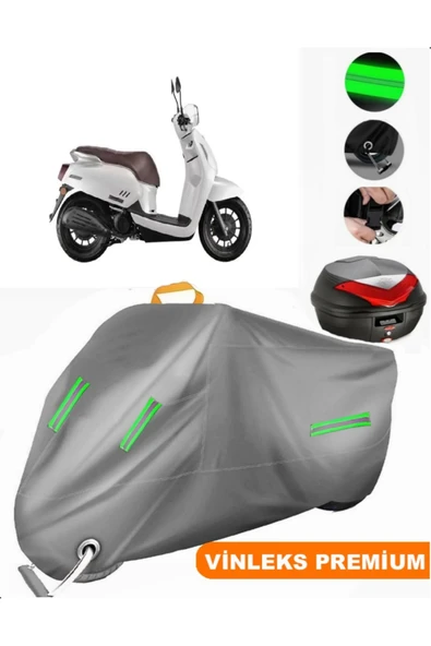 MotoEN  Vinleks Gri QJ VPS125 Arka Çanta Uyumlu Motosiklet Brandası (Kilit Uyumlu) ürün görseli