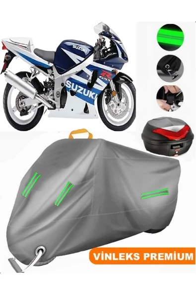 MotoEN  Vinleks Gri Suzuki GSX-R 600 Srad Arka Çanta Uyumlu Motosiklet Brandası (Kilit Uyumlu) ürün görseli
