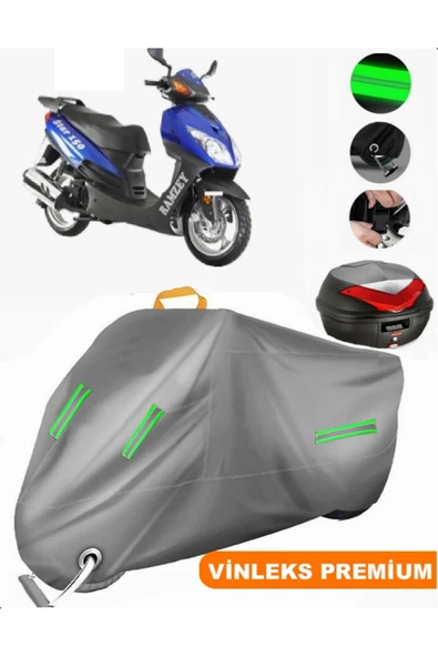 MotoEN  Vinleks Gri Ramzey Star 150 L Arka Çanta Uyumlu Motosiklet Brandası (Kilit Uyumlu) ürün görseli