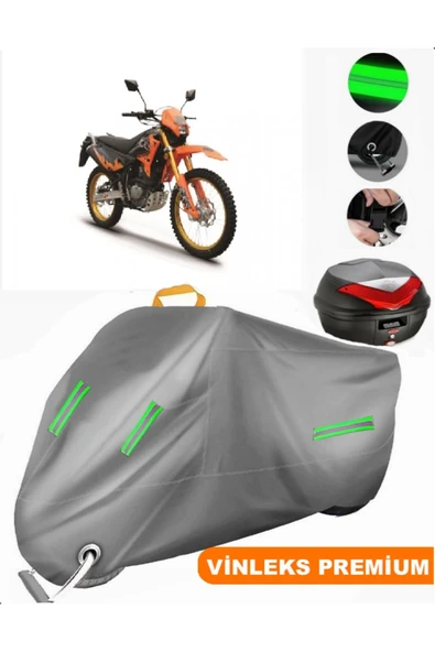 MotoEN  Vinleks Gri Rks RK200-R Arka Çanta Uyumlu Motosiklet Brandası (Kilit Uyumlu)