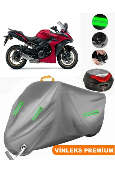 MotoEN  Vinleks Gri Suzuki GSX-S 1000 GT Arka Çanta Uyumlu Motosiklet Brandası (Kilit Uyumlu)