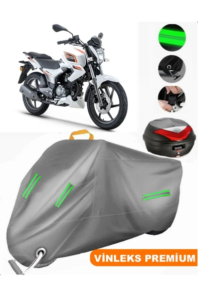 MotoEN  Vinleks Gri Rks Titanic 150 Arka Çanta Uyumlu Motosiklet Brandası (Kilit Uyumlu)