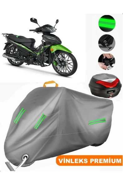 MotoEN  Vinleks Gri Rks Sniper 50 Pro Arka Çanta Uyumlu Motosiklet Brandası (Kilit Uyumlu)