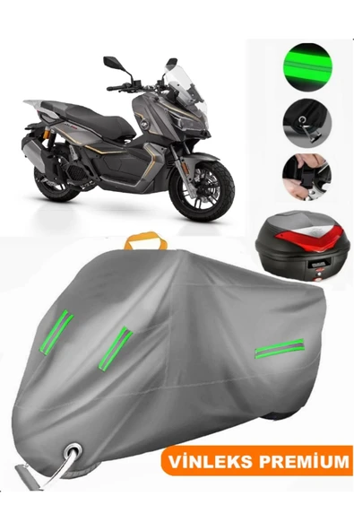 MotoEN  Vinleks Gri QJ ATR125 Arka Çanta Uyumlu Motosiklet Brandası (Kilit Uyumlu) ürün görseli