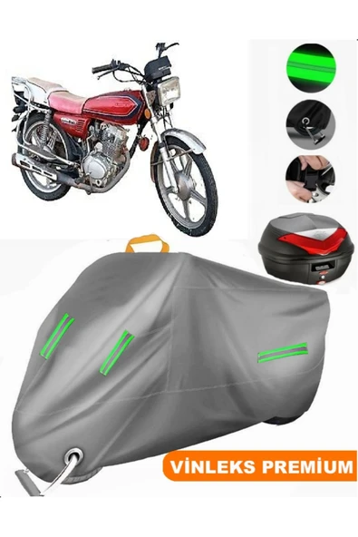 MotoEN  Vinleks Gri Ramzey Karaca 100 Arka Çanta Uyumlu Motosiklet Brandası (Kilit Uyumlu) ürün görseli