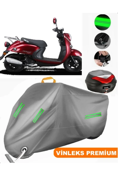 MotoEN  Vinleks Gri Rks Pollo 50 Arka Çanta Uyumlu Motosiklet Brandası (Kilit Uyumlu) ürün görseli