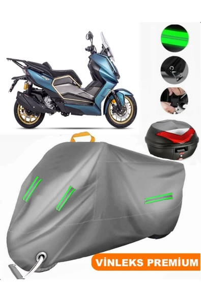 MotoEN  Vinleks Gri Regal Raptor XSUV250 Arka Çanta Uyumlu Motosiklet Brandası (Kilit Uyumlu) ürün görseli