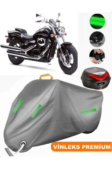 MotoEN  Vinleks Gri Suzuki Marauder 250 Arka Çanta Uyumlu Motosiklet Brandası (Kilit Uyumlu) ürün görseli