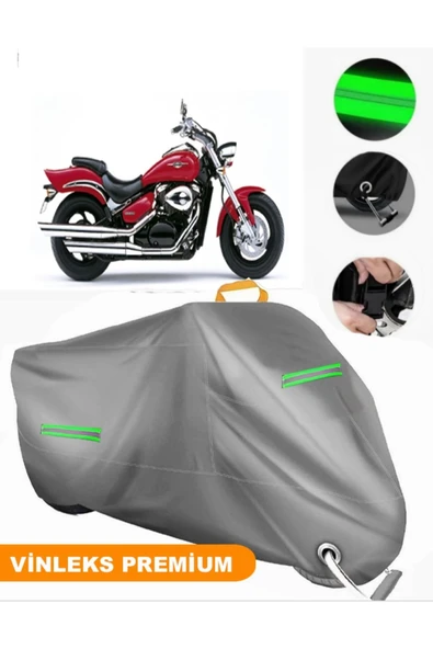 MotoEN  Vinleks Gri Suzuki VL 800 Intruder Uyumlu Motosiklet Brandası Lüx Kalite (Kilit Uyumlu)
