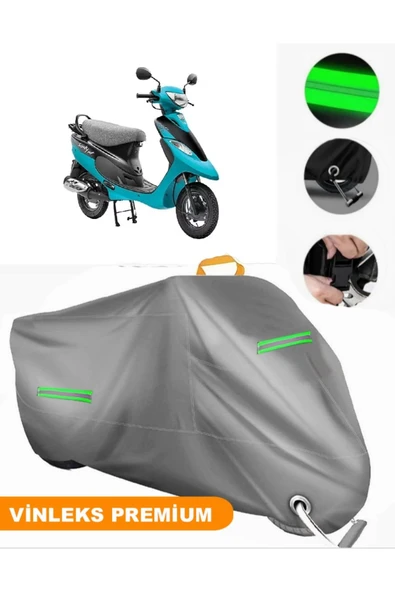 MotoEN  Vinleks Gri TVS Scooty Pep Plus Uyumlu Motosiklet Brandası Lüx Kalite (Kilit Uyumlu)