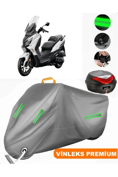 MotoEN  Vinleks Gri Sym Joymax Z 250 Arka Çanta Uyumlu Motosiklet Brandası (Kilit Uyumlu) ürün görseli