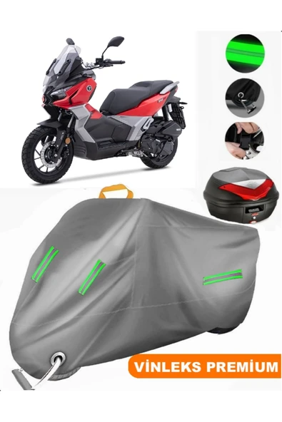 MotoEN  Vinleks Gri Voge SR1 ADV Arka Çanta Uyumlu Motosiklet Brandası (Kilit Uyumlu) ürün görseli 1