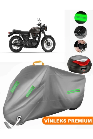 MotoEN  Vinleks Gri Triumph Bonneville T100 Arka Çanta Uyumlu Motosiklet Brandası (Kilit Uyumlu) ürün görseli