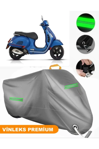 MotoEN  Vinleks Gri Vespa GTS 125 Uyumlu Motosiklet Brandası Lüx Kalite (Kilit Uyumlu) ürün görseli