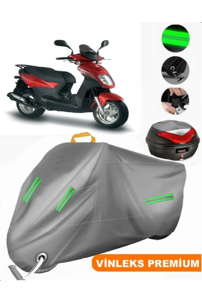 MotoEN  Vinleks Gri Sym Symply 125 Arka Çanta Uyumlu Motosiklet Brandası (Kilit Uyumlu) ürün görseli