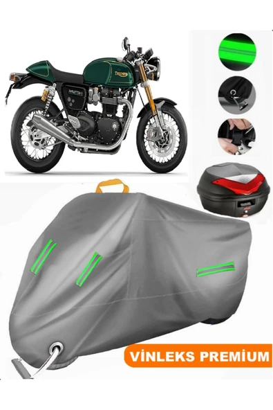 MotoEN  Vinleks Gri Triumph Thruxton 900 Arka Çanta Uyumlu Motosiklet Brandası (Kilit Uyumlu) ürün görseli