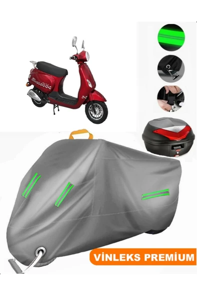 MotoEN  Vinleks Gri Vitello Life 80 Arka Çanta Uyumlu Motosiklet Brandası (Kilit Uyumlu)