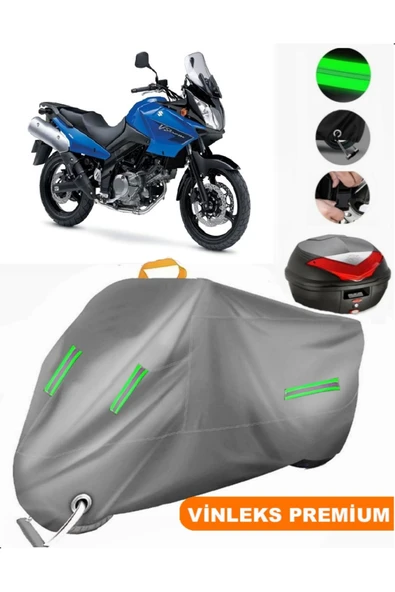 MotoEN  Vinleks Gri Suzuki V-Strom DL650 Arka Çanta Uyumlu Motosiklet Brandası (Kilit Uyumlu) ürün görseli