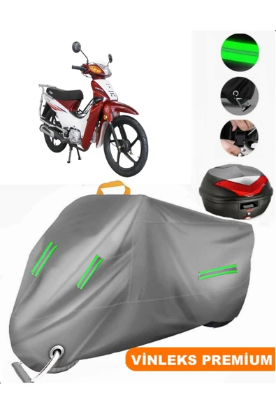 MotoEN  Vinleks Gri Volta RC3 Arka Çanta Uyumlu Motosiklet Brandası (Kilit Uyumlu)