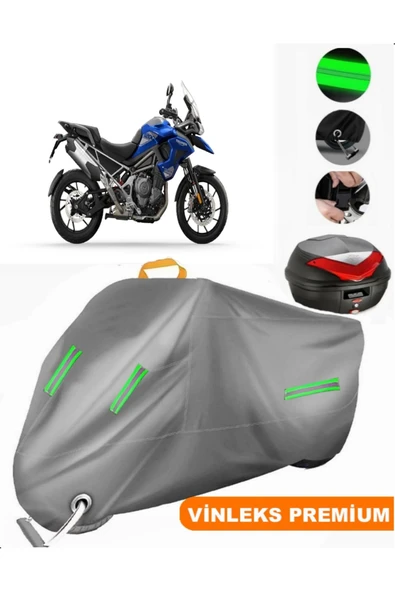 MotoEN  Vinleks Gri Triumph Tiger 1200 GT Pro Arka Çanta Uyumlu Motosiklet Brandası (Kilit Uyumlu)