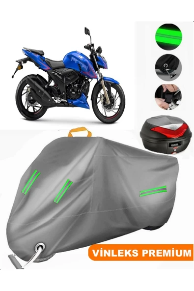 MotoEN  Vinleks Gri TVS Apache RTR 200 Arka Çanta Uyumlu Motosiklet Brandası (Kilit Uyumlu) ürün görseli