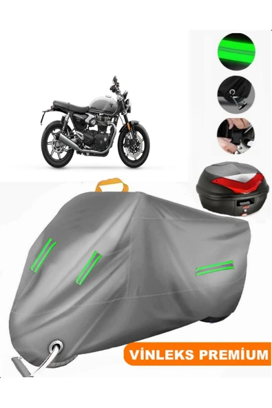MotoEN  Vinleks Gri Triumph Speed Twin 1200 RS Arka Çanta Uyumlu Motosiklet Brandası (Kilit Uyumlu) ürün görseli
