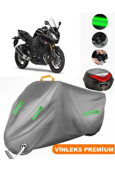 MotoEN  Vinleks Gri Yamaha  Fazer 8 ABS Arka Çanta Uyumlu Motosiklet Brandası (Kilit Uyumlu)