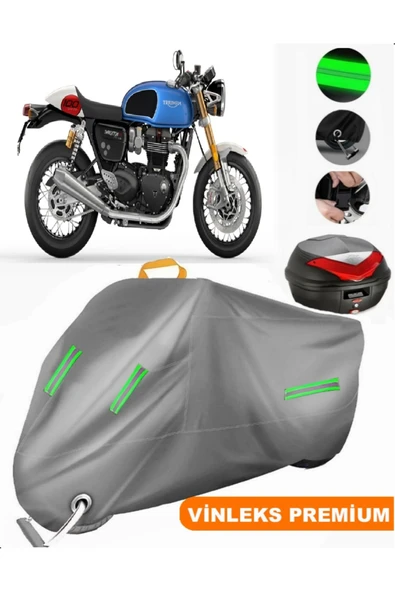 MotoEN  Vinleks Gri Triumph Thruxton RS Arka Çanta Uyumlu Motosiklet Brandası (Kilit Uyumlu)