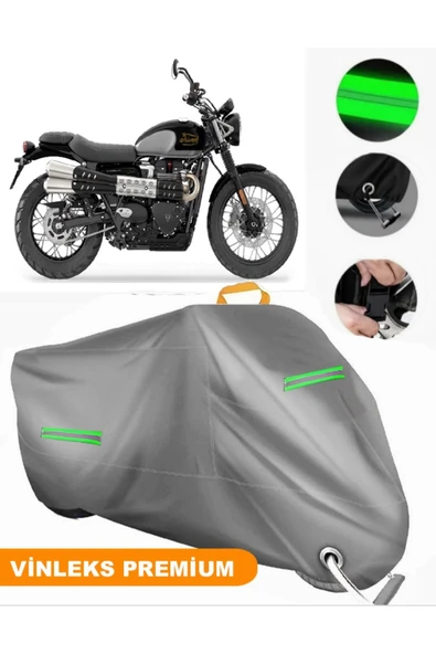 MotoEN  Vinleks Gri Triumph Street Scrambler Uyumlu Motosiklet Brandası Lüx Kalite (Kilit Uyumlu)