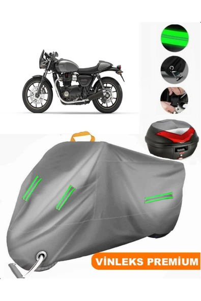 MotoEN  Vinleks Gri Triumph Street Cup Arka Çanta Uyumlu Motosiklet Brandası (Kilit Uyumlu)