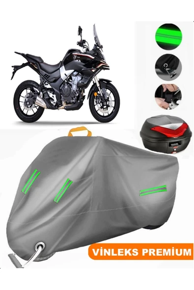 MotoEN  Vinleks Gri Voge 500 DS Arka Çanta Uyumlu Motosiklet Brandası (Kilit Uyumlu) ürün görseli