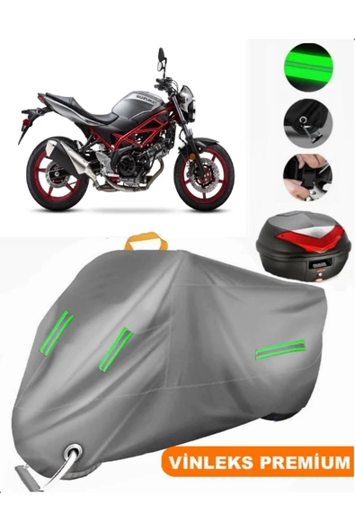 MotoEN  Vinleks Gri Suzuki SV650A Arka Çanta Uyumlu Motosiklet Brandası (Kilit Uyumlu) ürün görseli