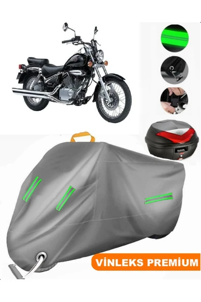 MotoEN  Vinleks Gri Suzuki VL 250 Intruder Arka Çanta Uyumlu Motosiklet Brandası (Kilit Uyumlu)