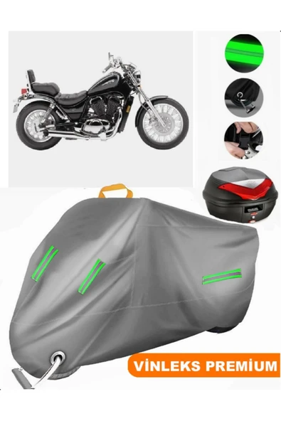 MotoEN  Vinleks Gri Suzuki VL 600 Intruder Arka Çanta Uyumlu Motosiklet Brandası (Kilit Uyumlu)