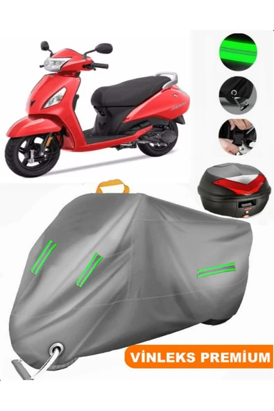 MotoEN  Vinleks Gri TVS Jupiter Arka Çanta Uyumlu Motosiklet Brandası (Kilit Uyumlu) ürün görseli