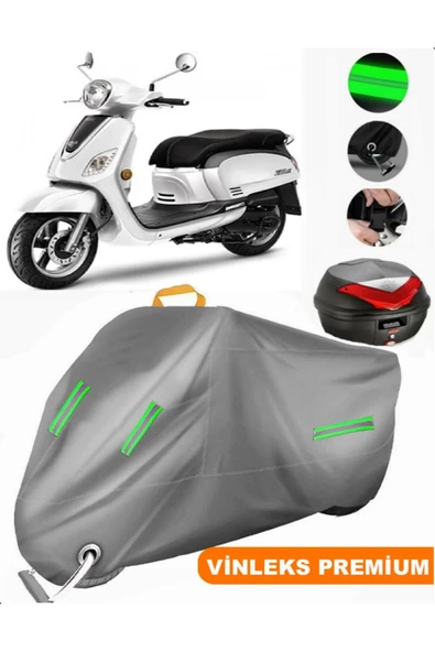 MotoEN  Vinleks Gri Sym Fiddle III Arka Çanta Uyumlu Motosiklet Brandası (Kilit Uyumlu) ürün görseli