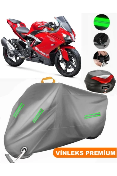 MotoEN  Vinleks Gri TVS Apache RR310 Arka Çanta Uyumlu Motosiklet Brandası (Kilit Uyumlu)